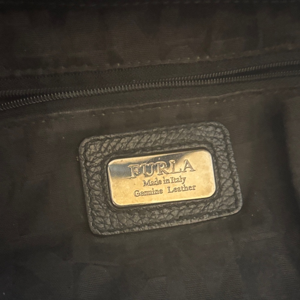 Furla Black Leather Men's Bag with Gold Accent